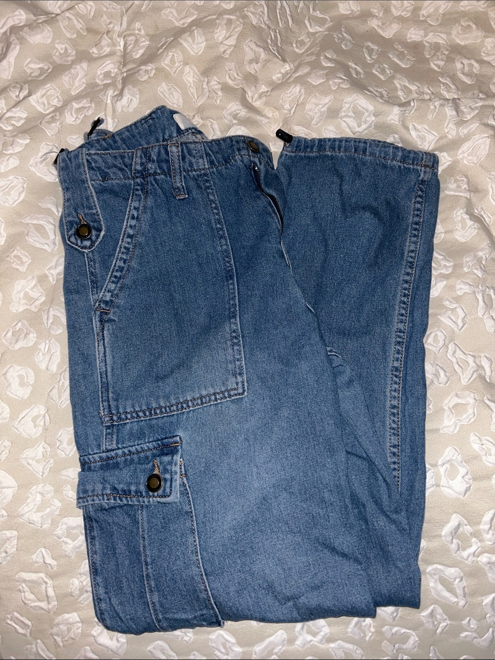 Woman’s Blue Denim Cargo Pants - Casual Utility Style